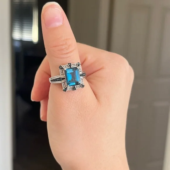 Aquamarine 925 Sterling Silver Ring Size 9 Made In Thailand - Picture 1 of 9